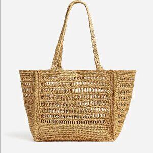 Madewell The Open-Crochet Straw Packable Tote Desert DUne